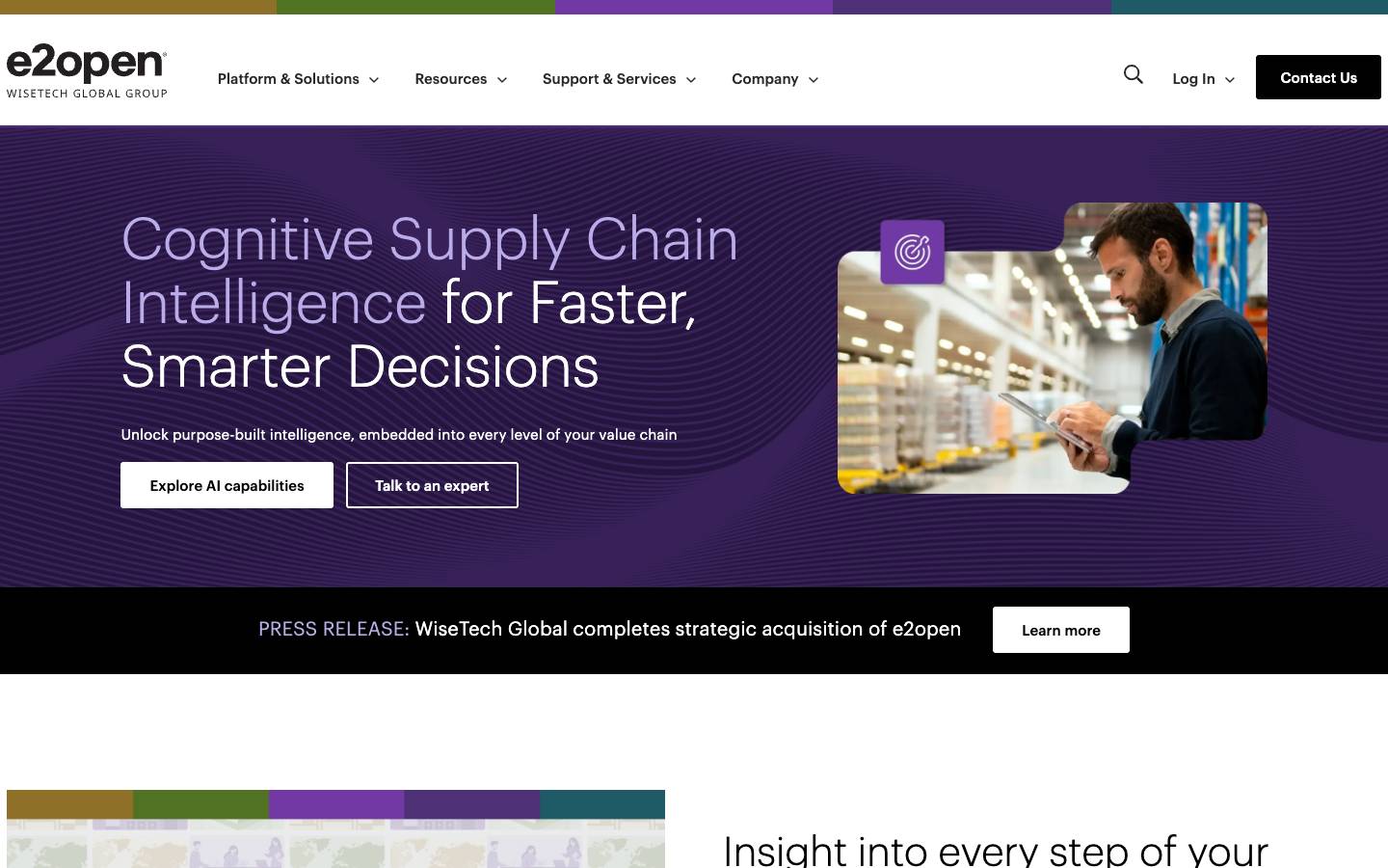 E2open's homepage, as read on Oct 2, 2026