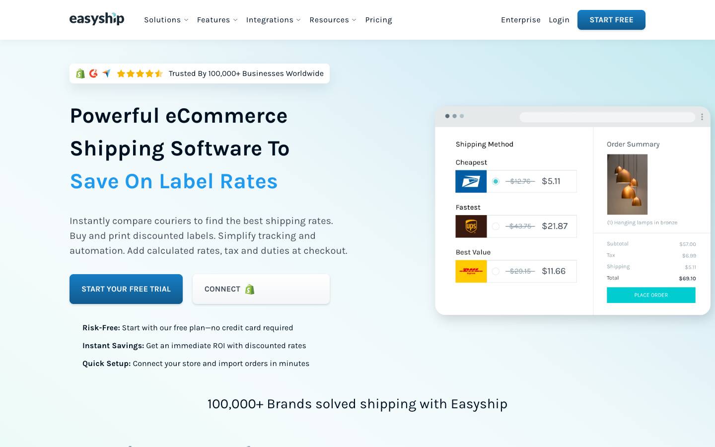 Easyship's homepage, as read on Oct 2, 2026