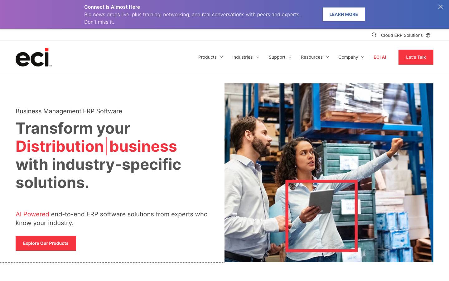 ECI Software Solutions's homepage, as read on Oct 2, 2026