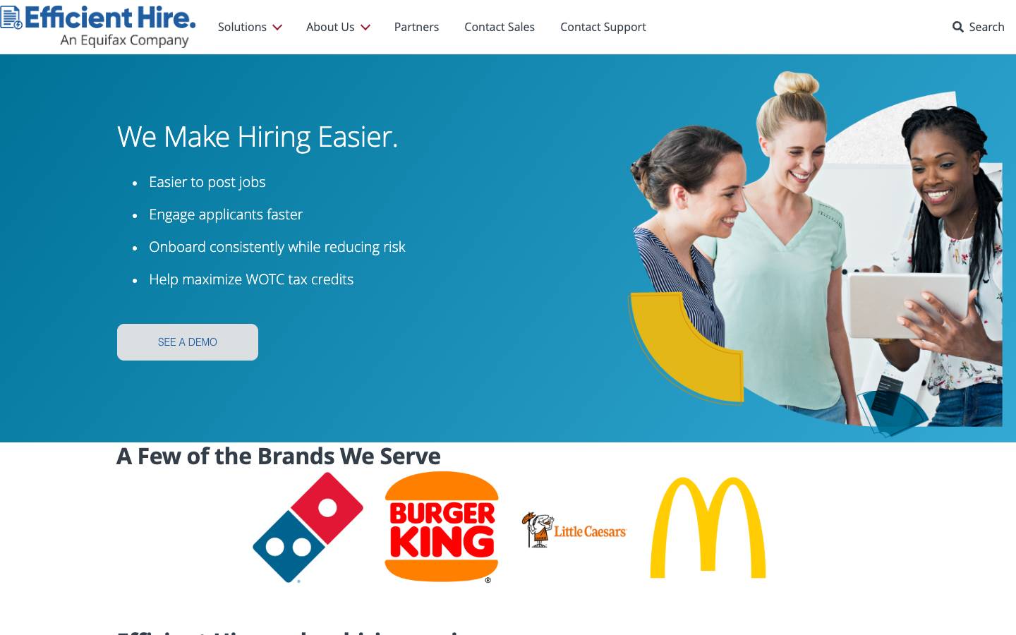 Efficient Hire's homepage, as read on Oct 2, 2026