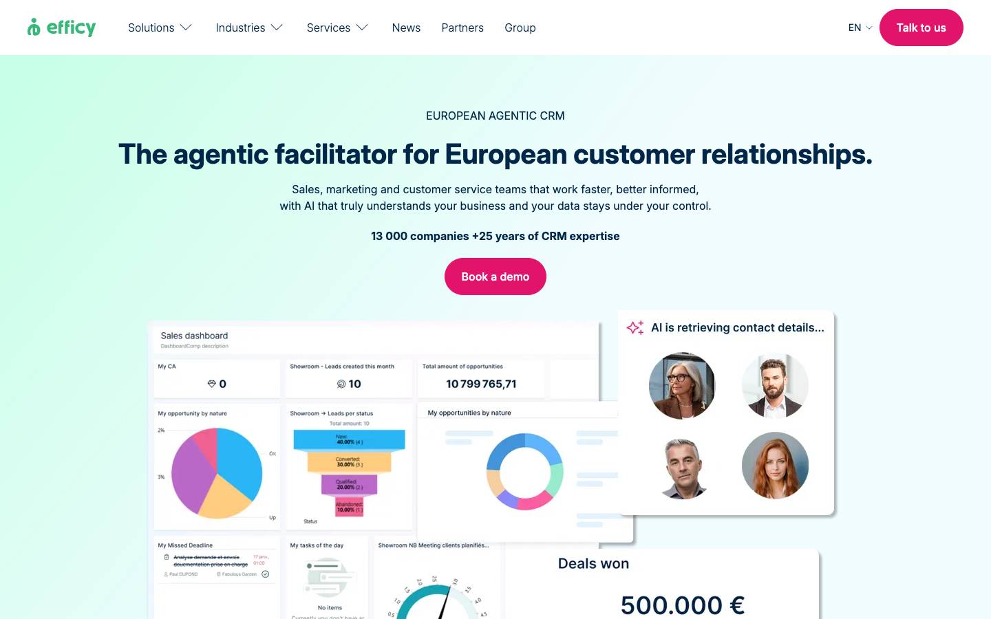 Efficy's homepage, as read on Oct 2, 2026