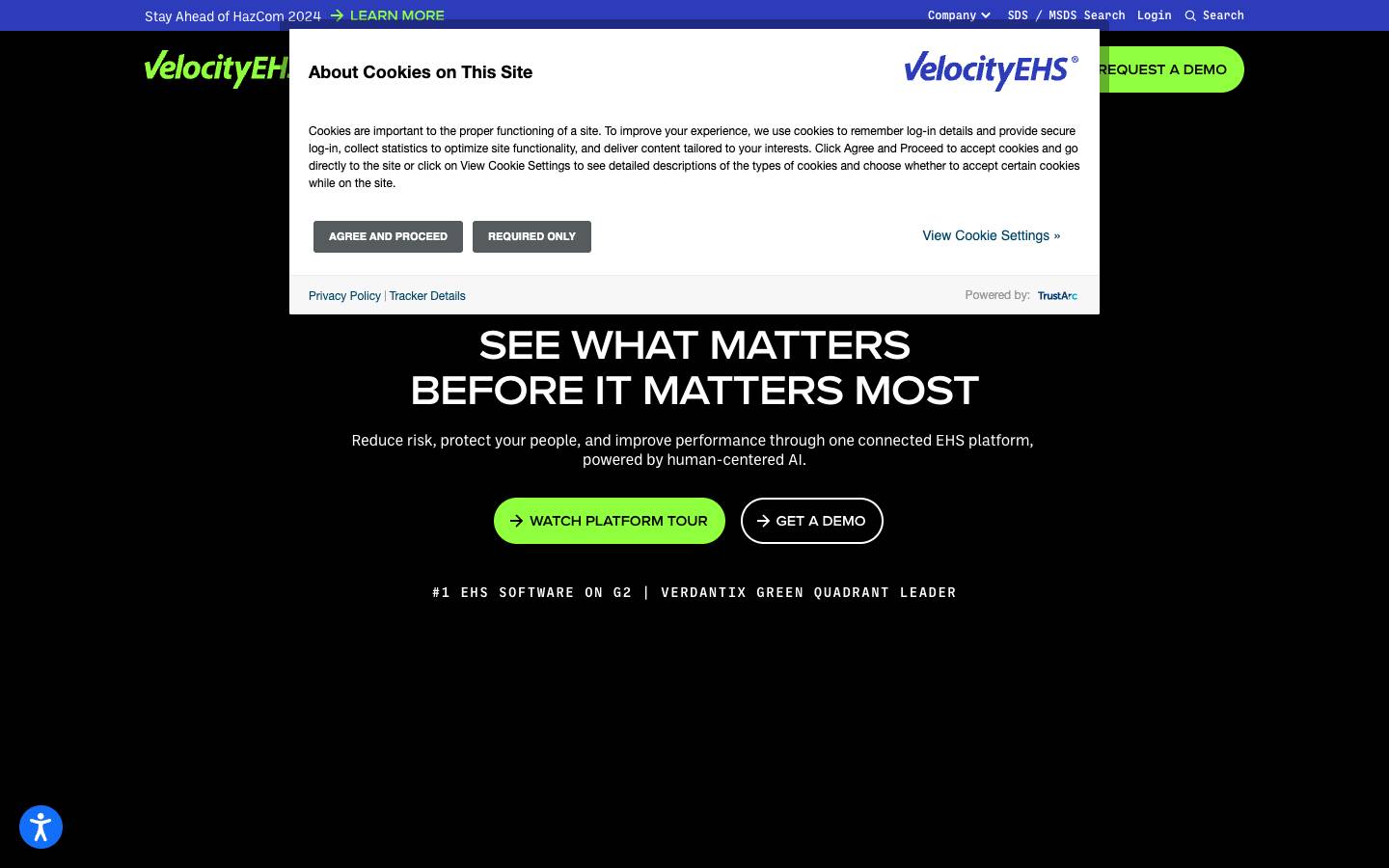 VelocityEHS's homepage, as read on Oct 2, 2026