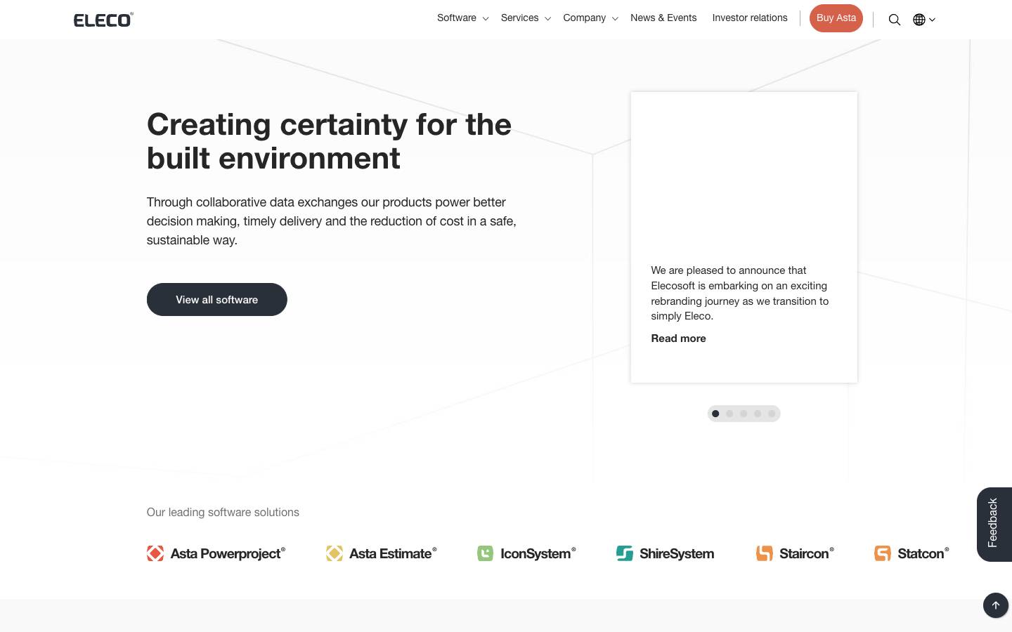 Eleco's homepage, as read on Oct 4, 2026