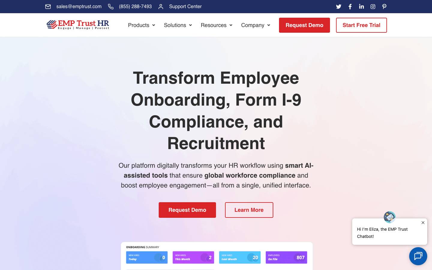 EMPTrust's homepage, as read on Oct 2, 2026