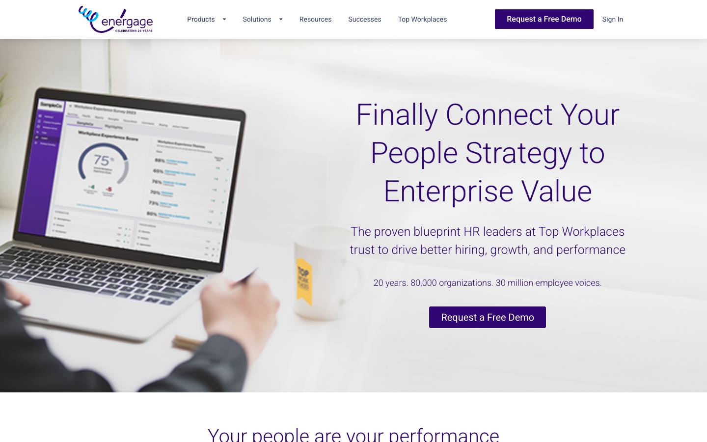 Energage's homepage, as read on Oct 2, 2026