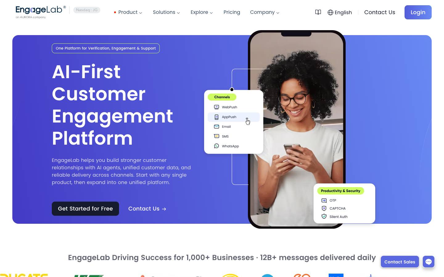 EngageLab's homepage, as read on Oct 2, 2026