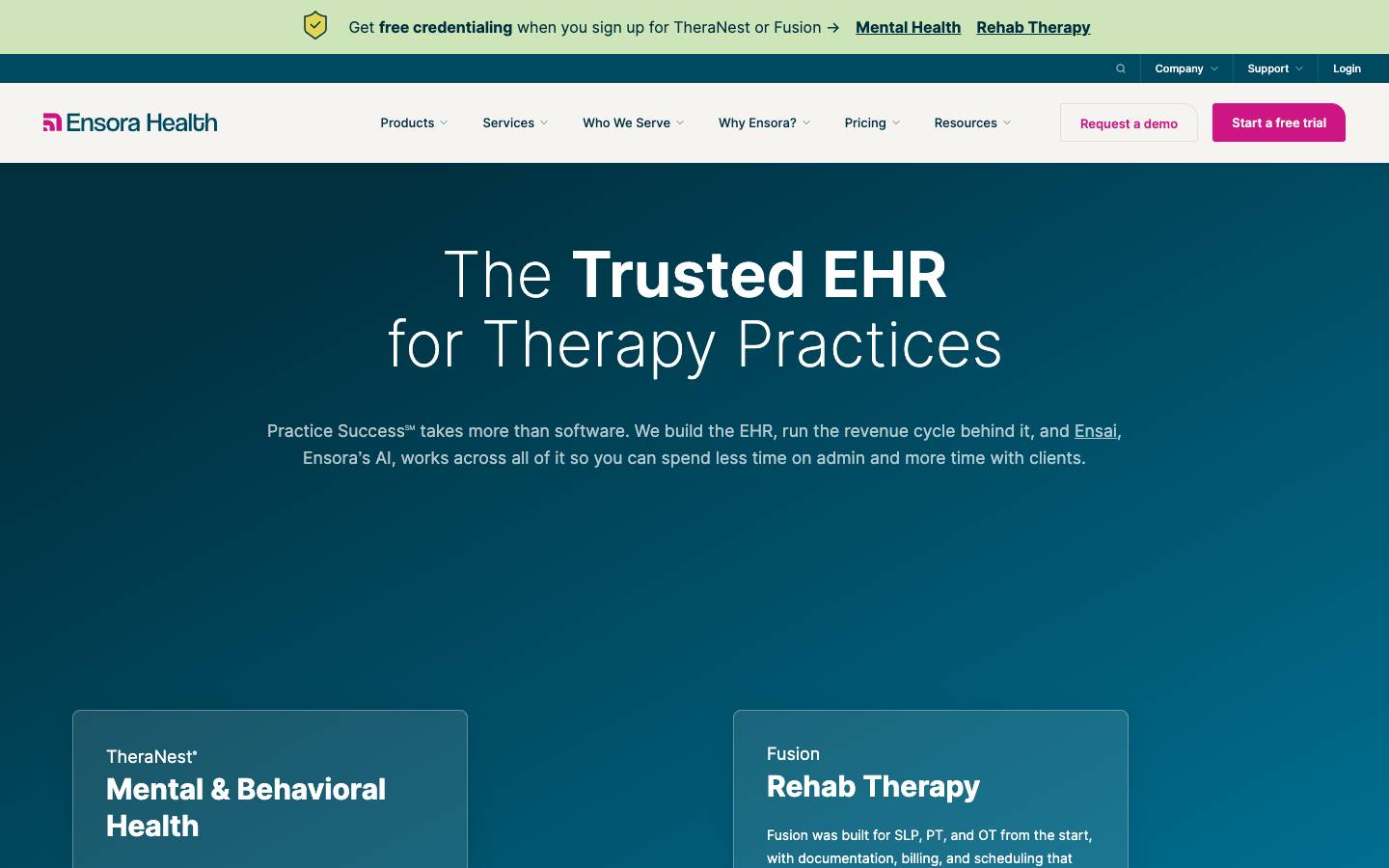 Ensora Health's homepage, as read on Oct 2, 2026