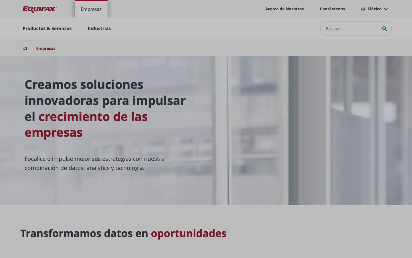 Equifax México's homepage, as read on Oct 2, 2026