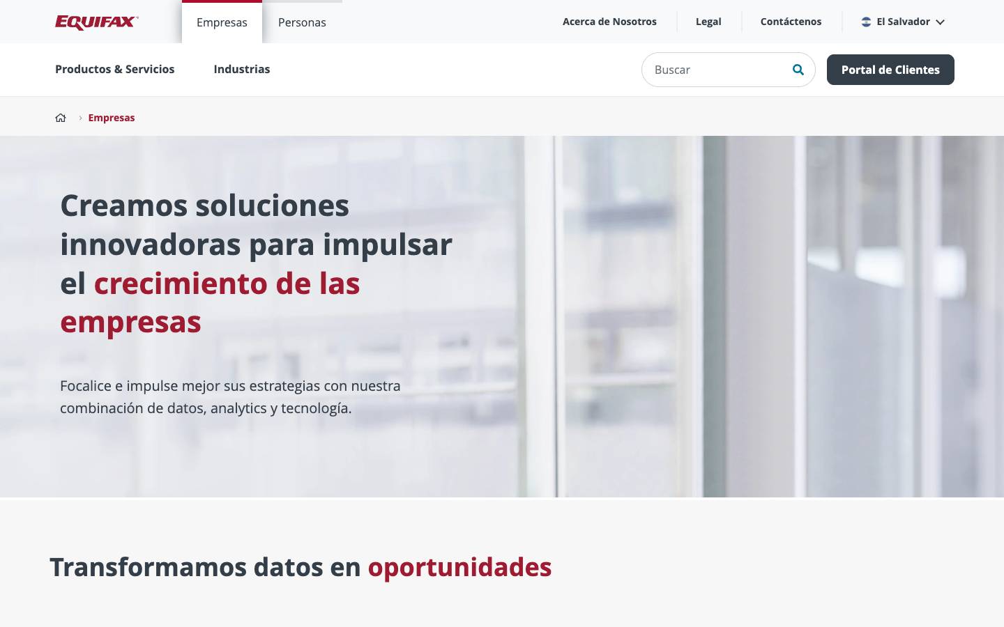 Equifax El Salvador's homepage, as read on Oct 2, 2026