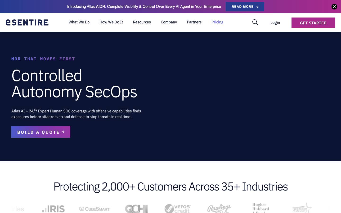 eSentire's homepage, as read on Oct 2, 2026