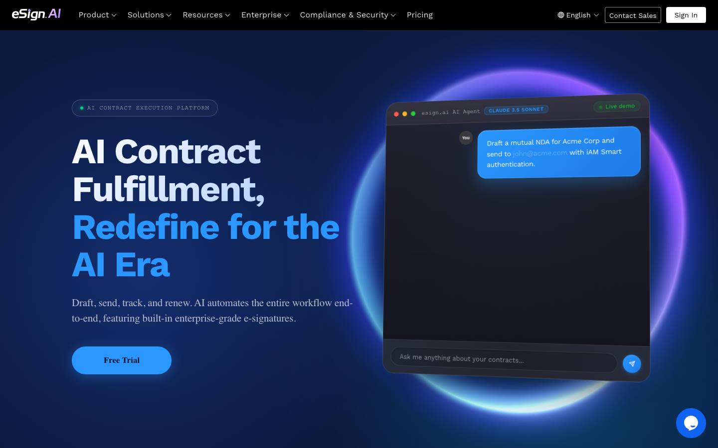 Esign's homepage, as read on Oct 2, 2026