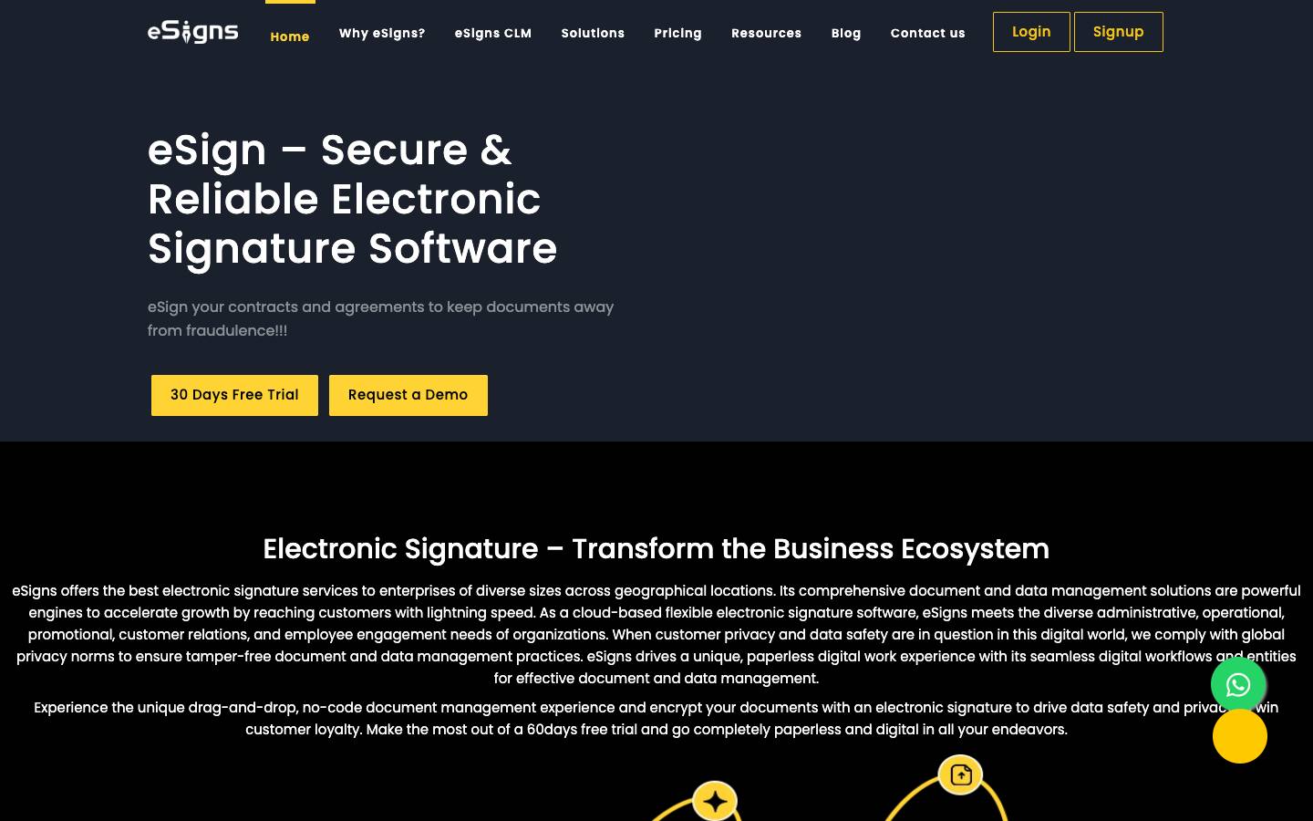 eSigns's homepage, as read on Oct 2, 2026