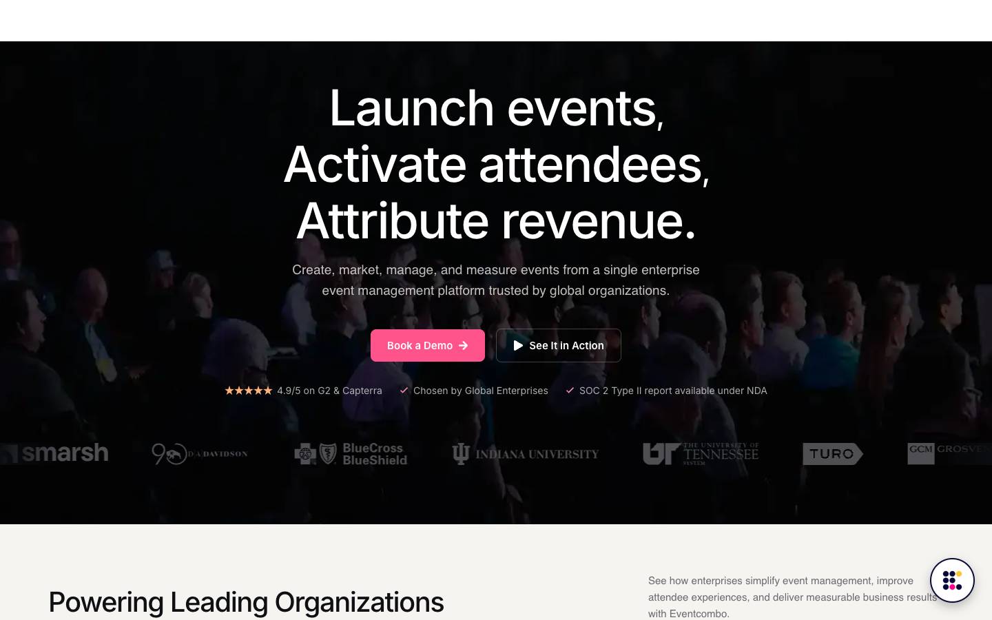 Eventcombo's homepage, as read on Oct 2, 2026