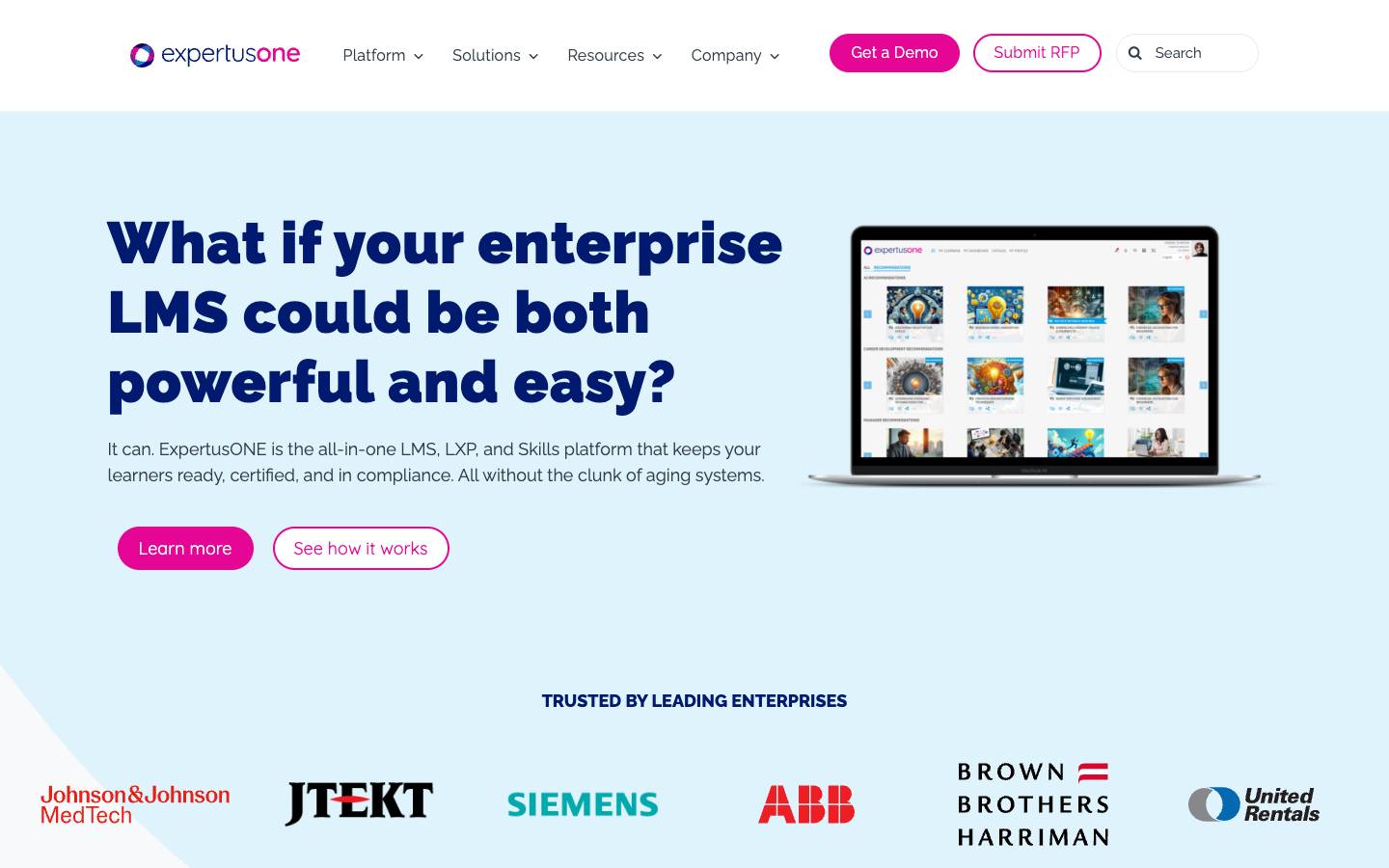 ExpertusONE Learning Platform's homepage, as read on Oct 2, 2026