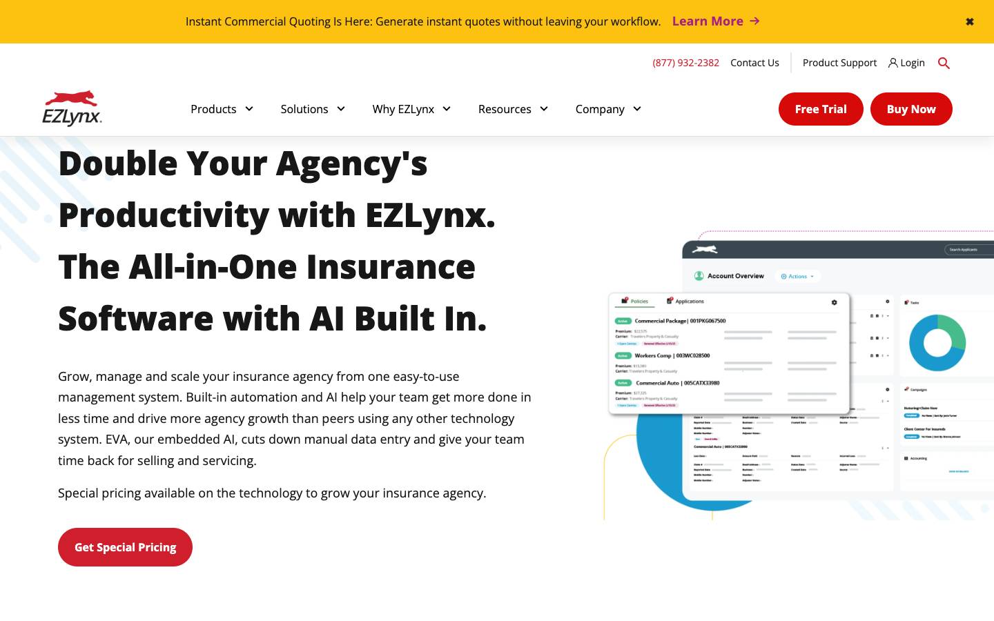 EZLynx's homepage, as read on Oct 2, 2026