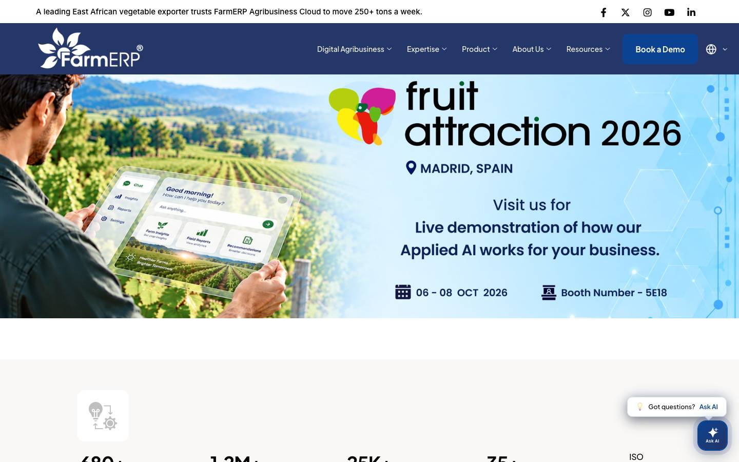 FarmERP's homepage, as read on Oct 6, 2026