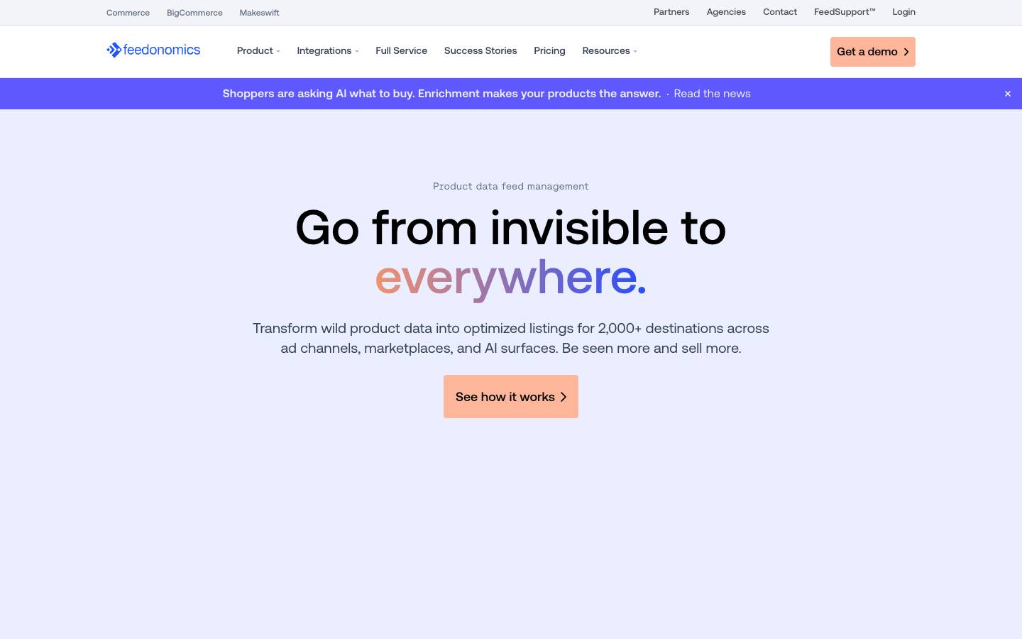 Feedonomics's homepage, as read on Oct 6, 2026