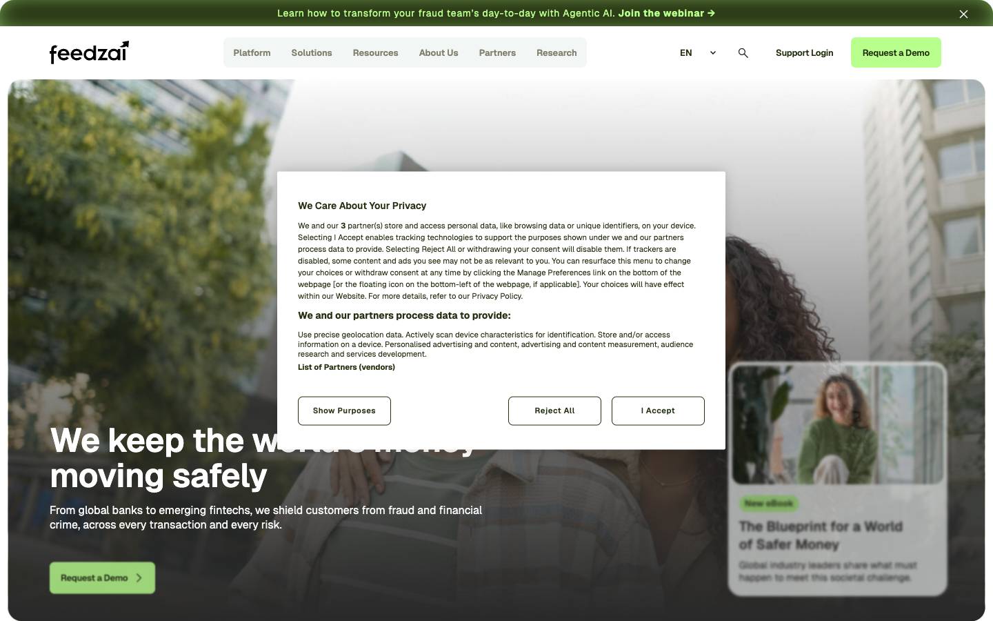 Feedzai's homepage, as read on Oct 2, 2026