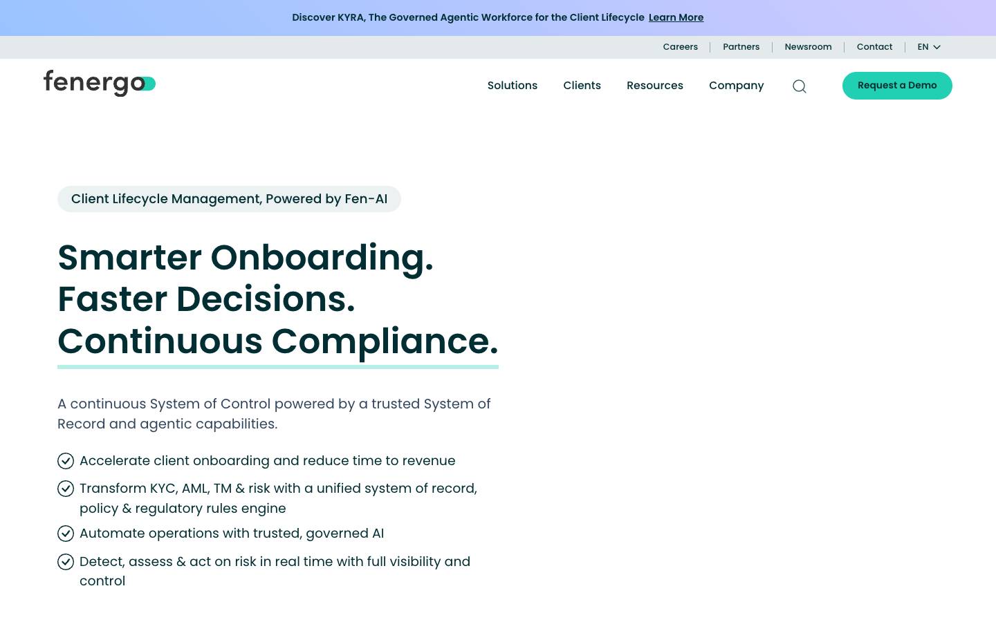 Fenergo's homepage, as read on Oct 2, 2026