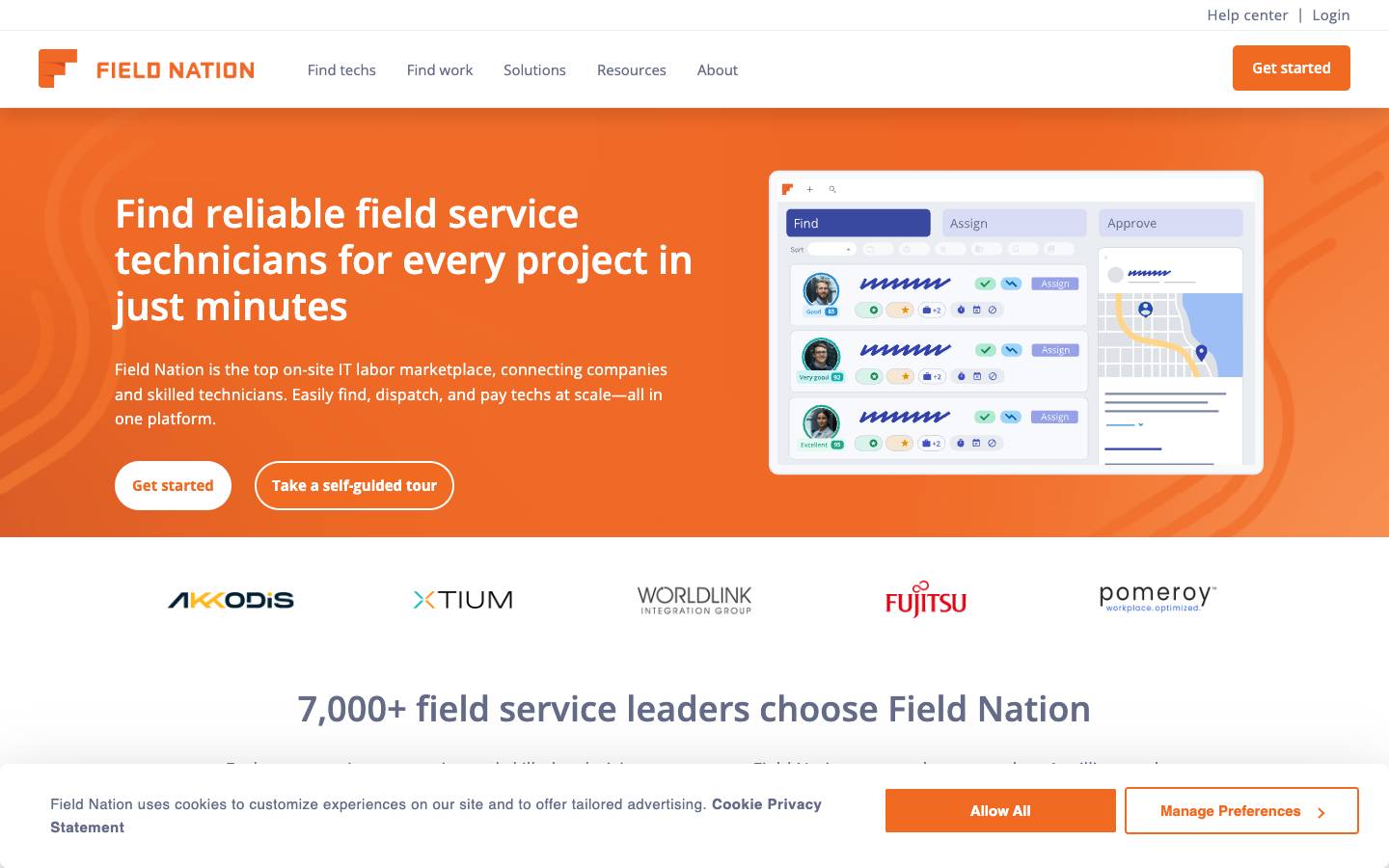 Field Nation's homepage, as read on Oct 2, 2026