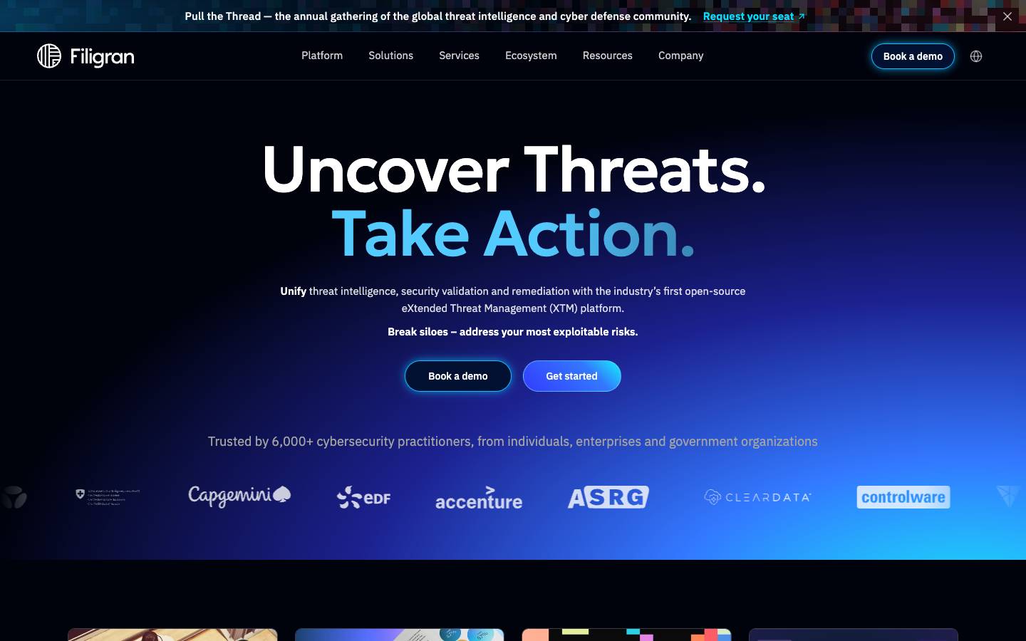 Filigran's homepage, as read on Oct 4, 2026