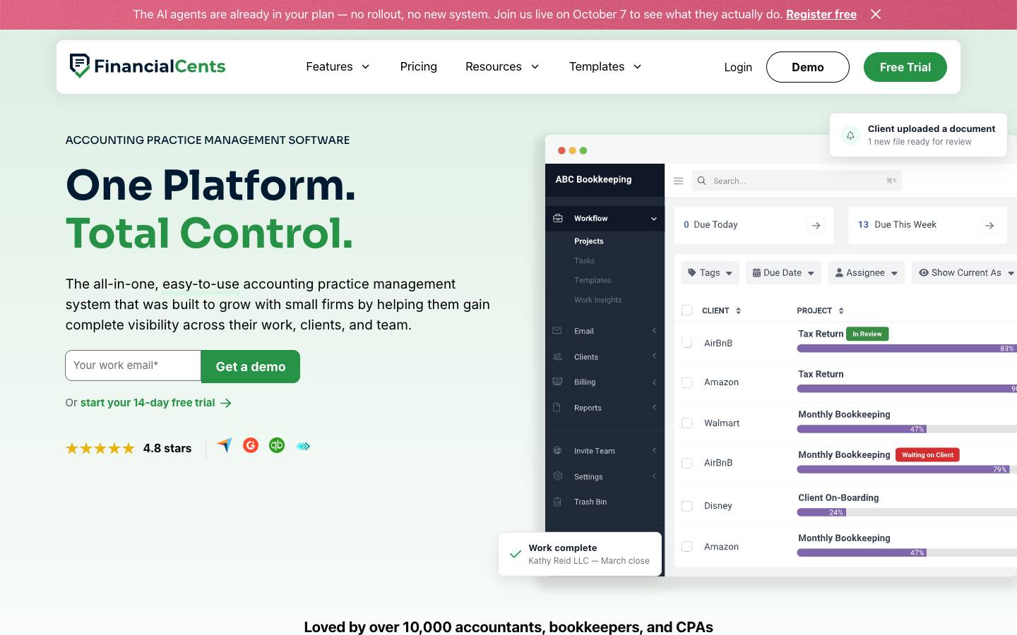 Financial Cents's homepage, as read on Oct 2, 2026