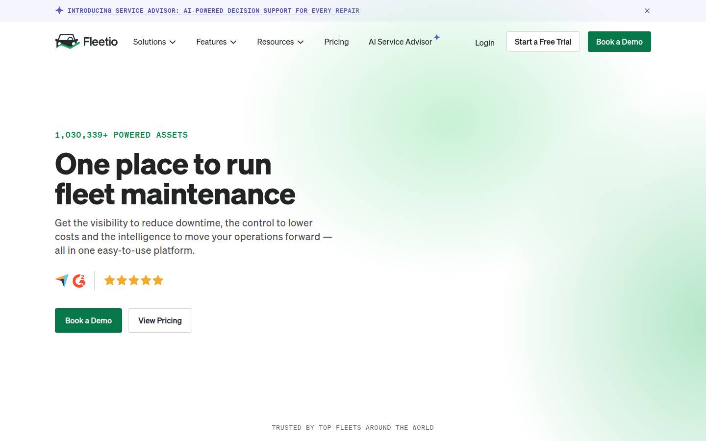 Fleetio's homepage, as read on Oct 3, 2026