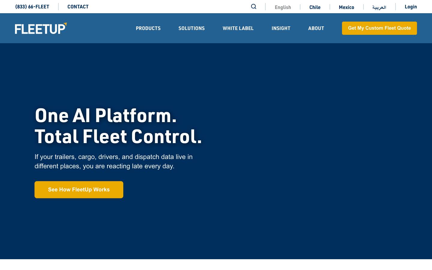 FleetUp's homepage, as read on Oct 2, 2026