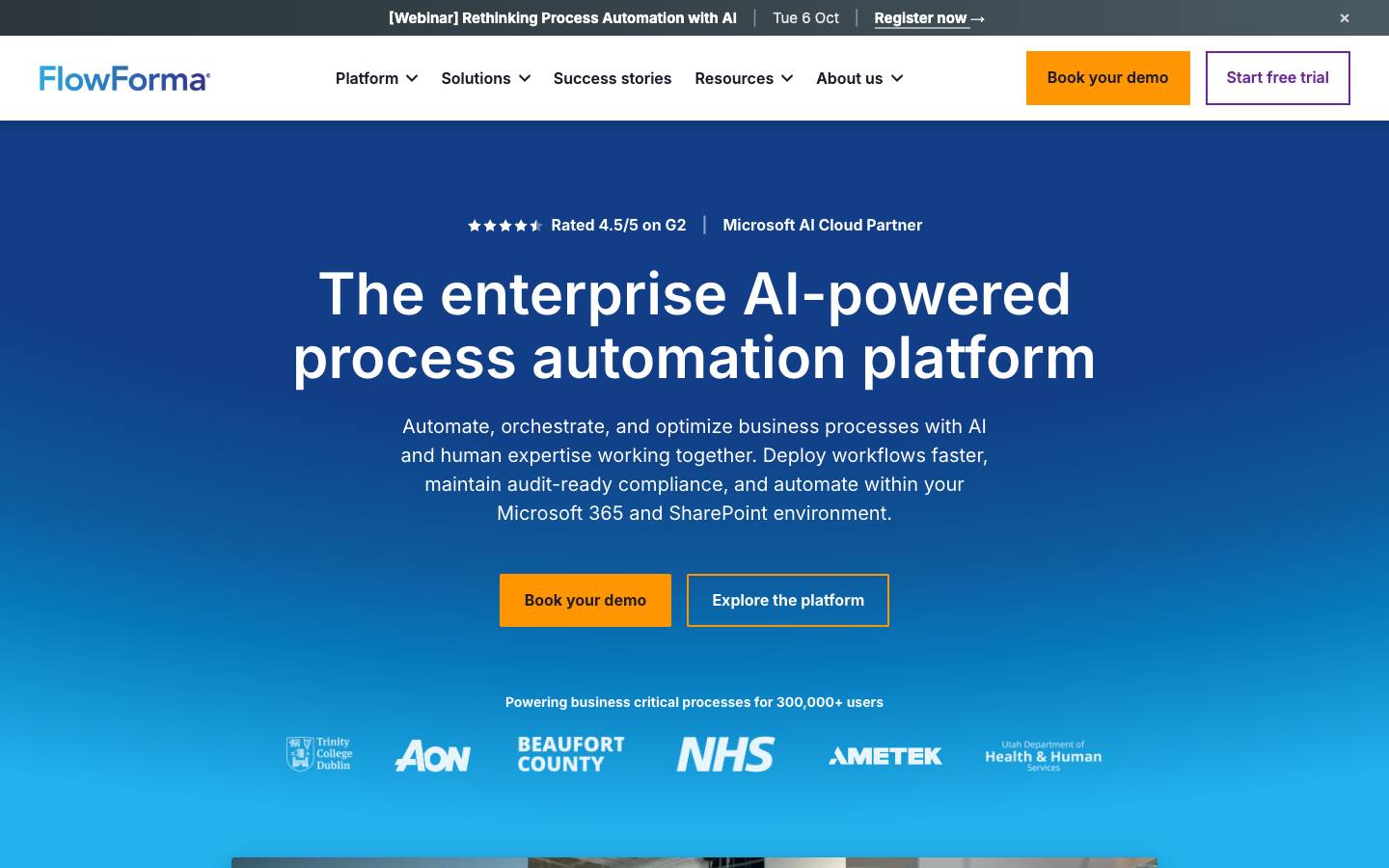 FlowForma's homepage, as read on Oct 2, 2026