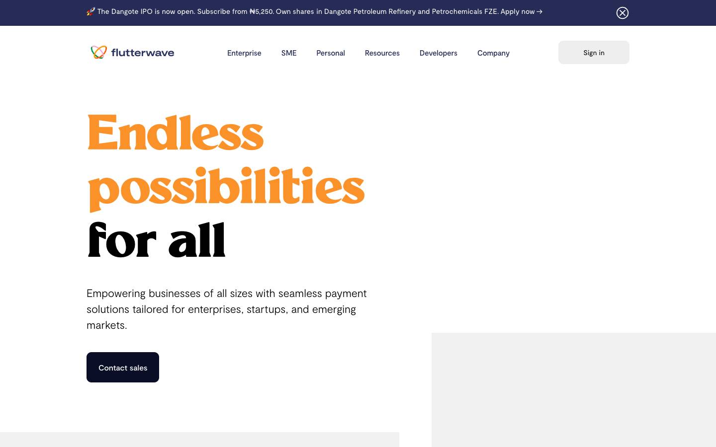 Flutterwave's homepage, as read on Oct 2, 2026