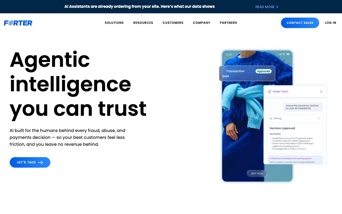 Forter's homepage, as read on Oct 2, 2026