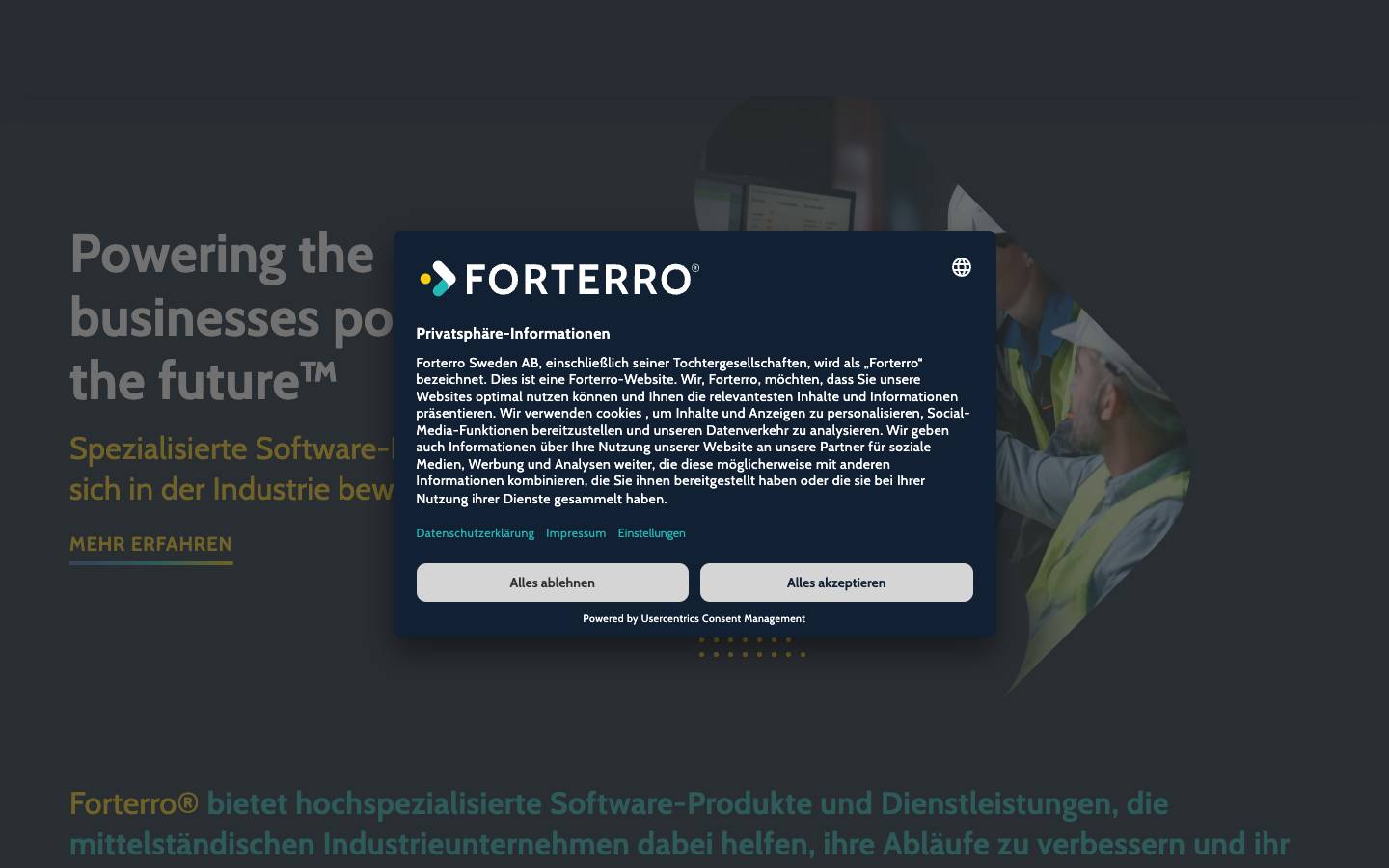 Forterro's homepage, as read on Oct 2, 2026