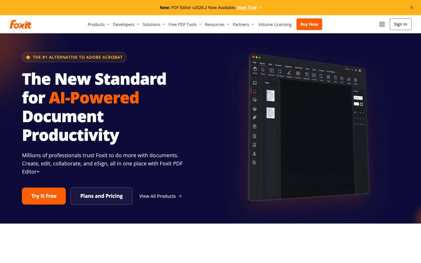 Foxit's homepage, as read on Oct 2, 2026