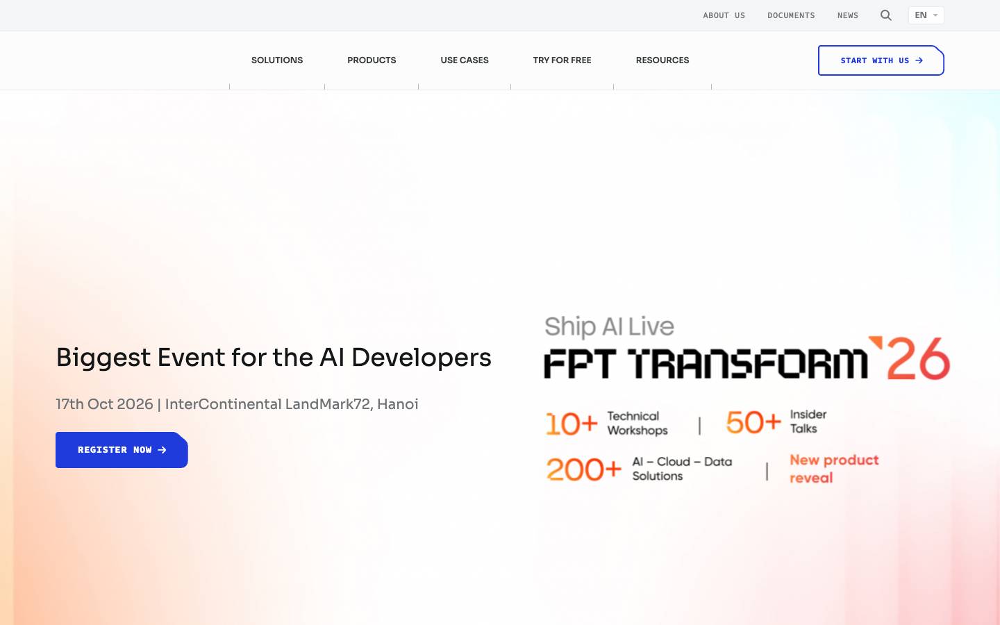 FPT AI's homepage, as read on Oct 2, 2026