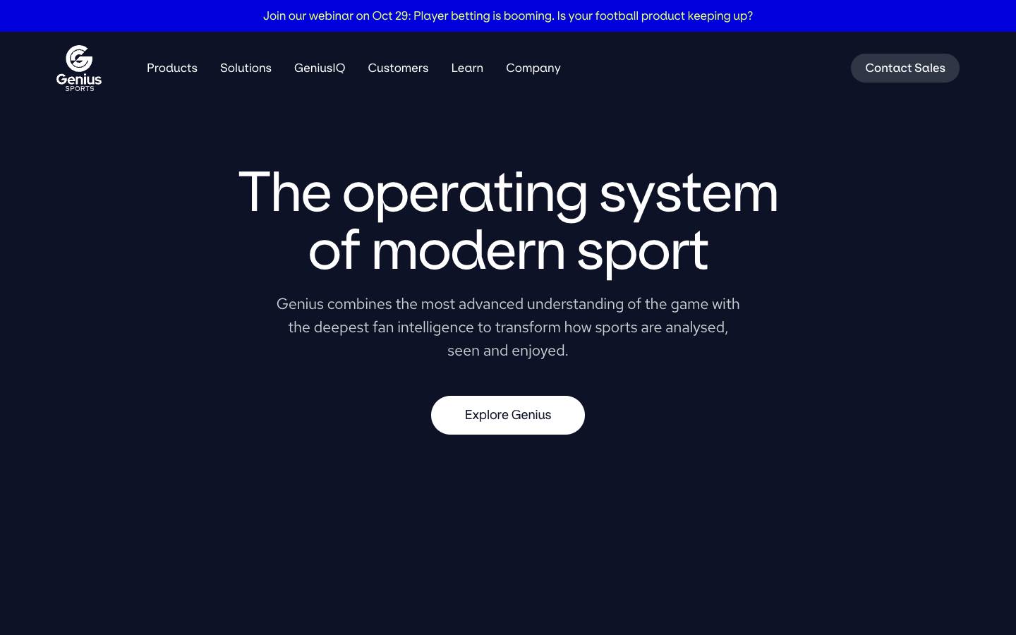 Genius Sports's homepage, as read on Oct 2, 2026