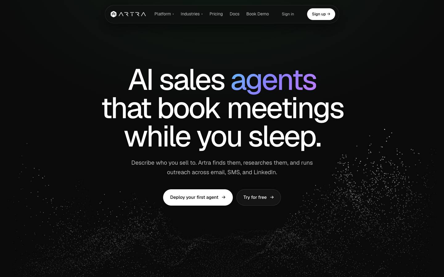 Artra's homepage, as read on Oct 2, 2026
