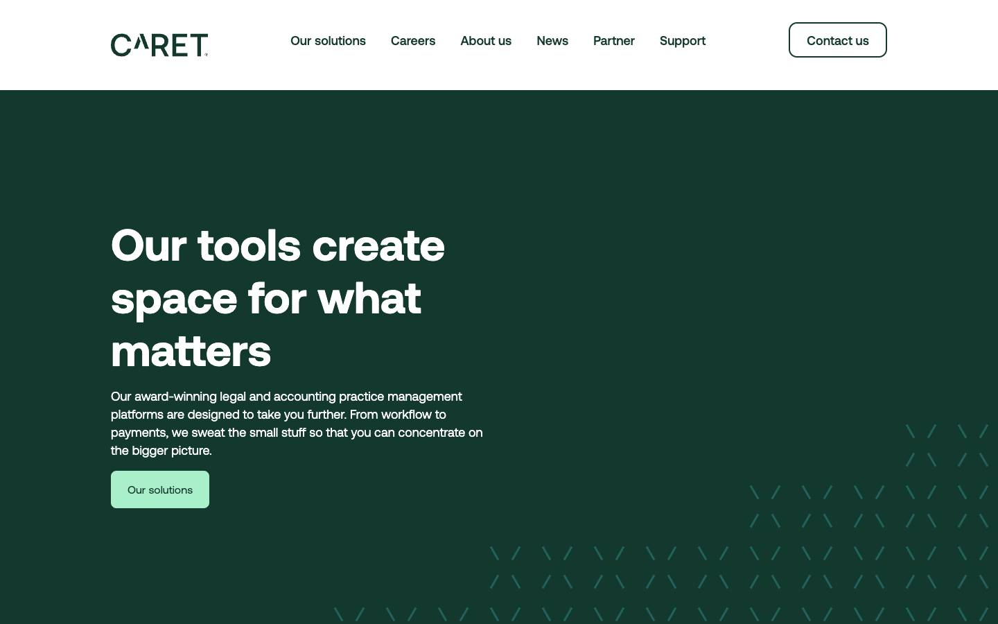 CARET's homepage, as read on Oct 4, 2026