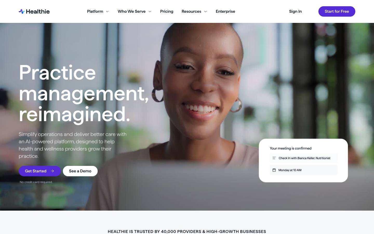 Gethealthie's homepage, as read on Oct 2, 2026