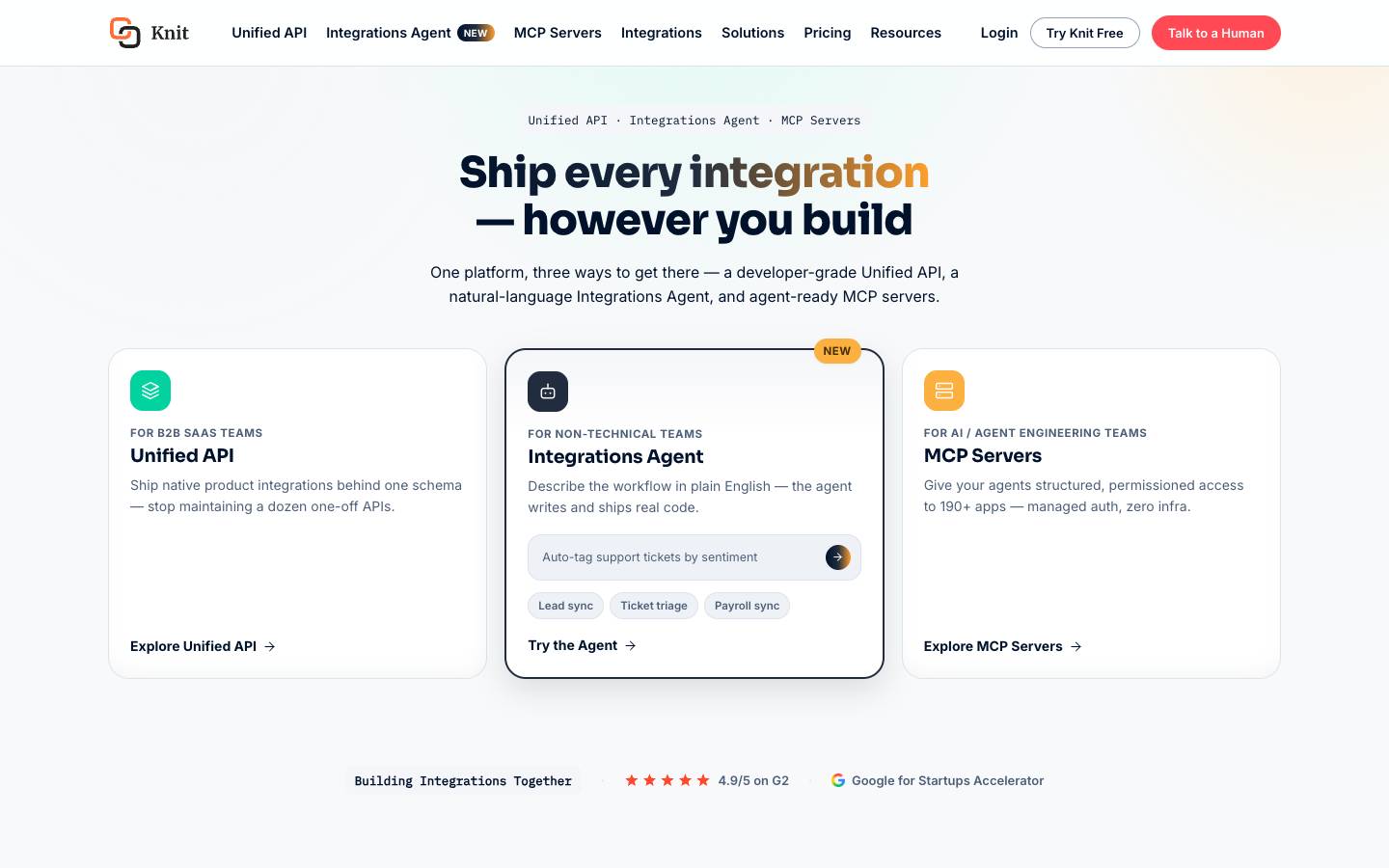 Knit's homepage, as read on Oct 2, 2026