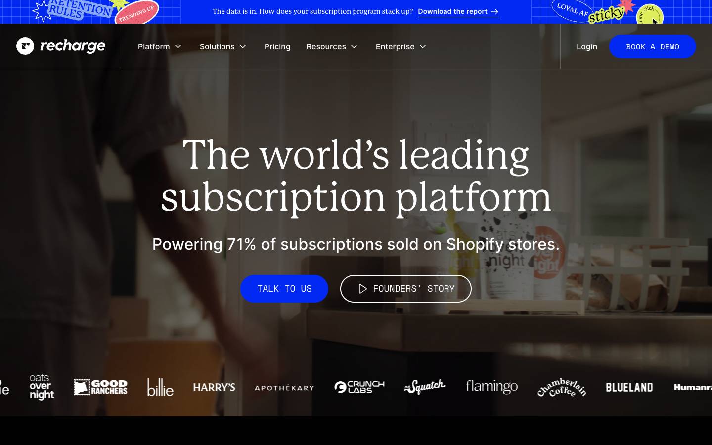 Recharge's homepage, as read on Oct 2, 2026