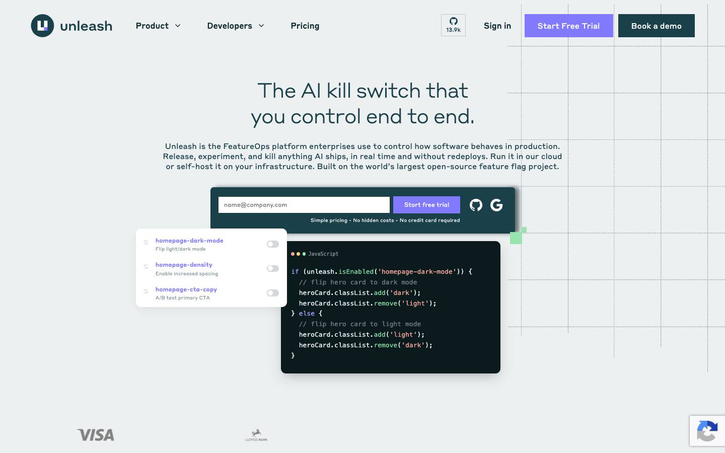 Unleash's homepage, as read on Oct 4, 2026