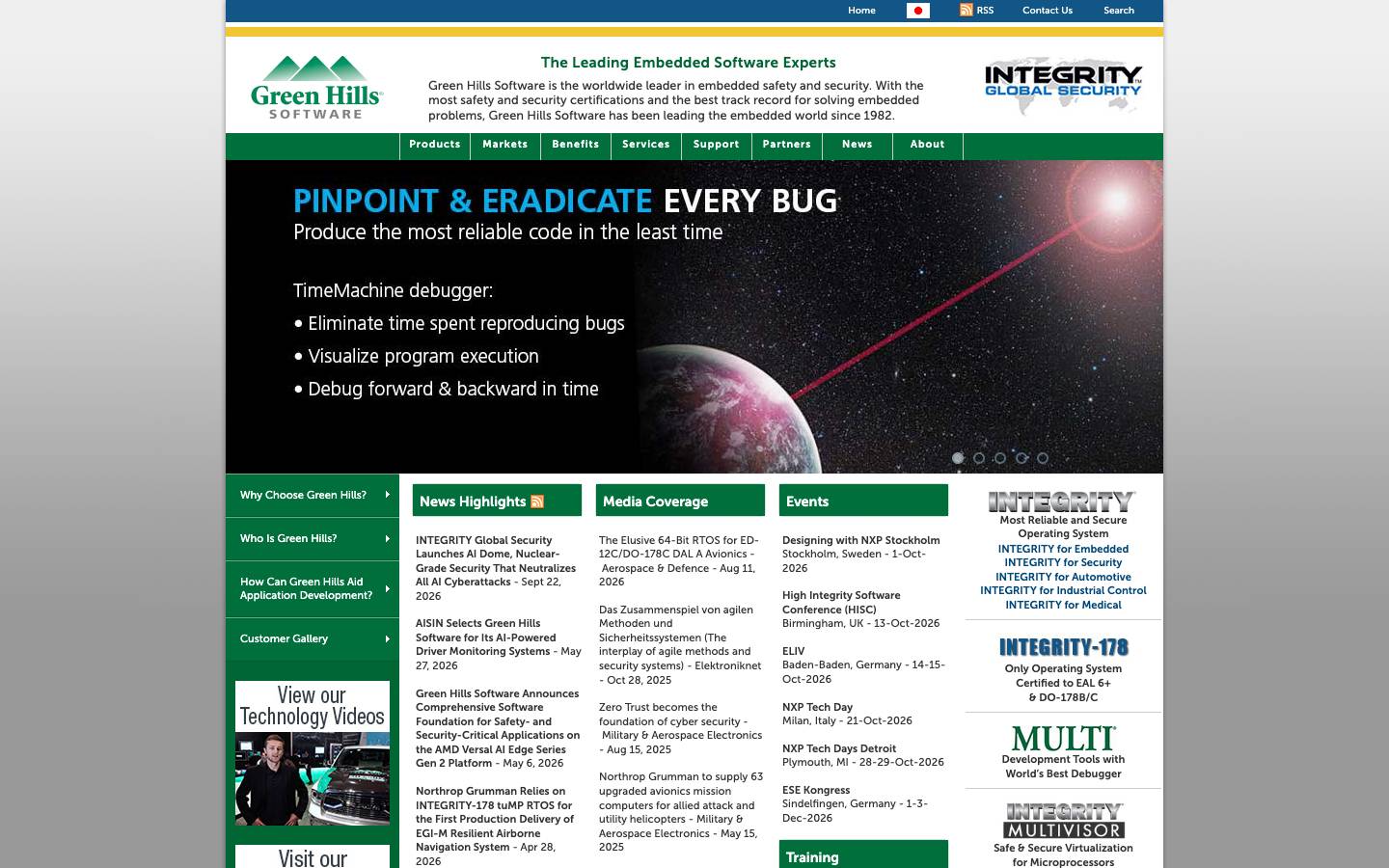 Green Hills's homepage, as read on Oct 6, 2026