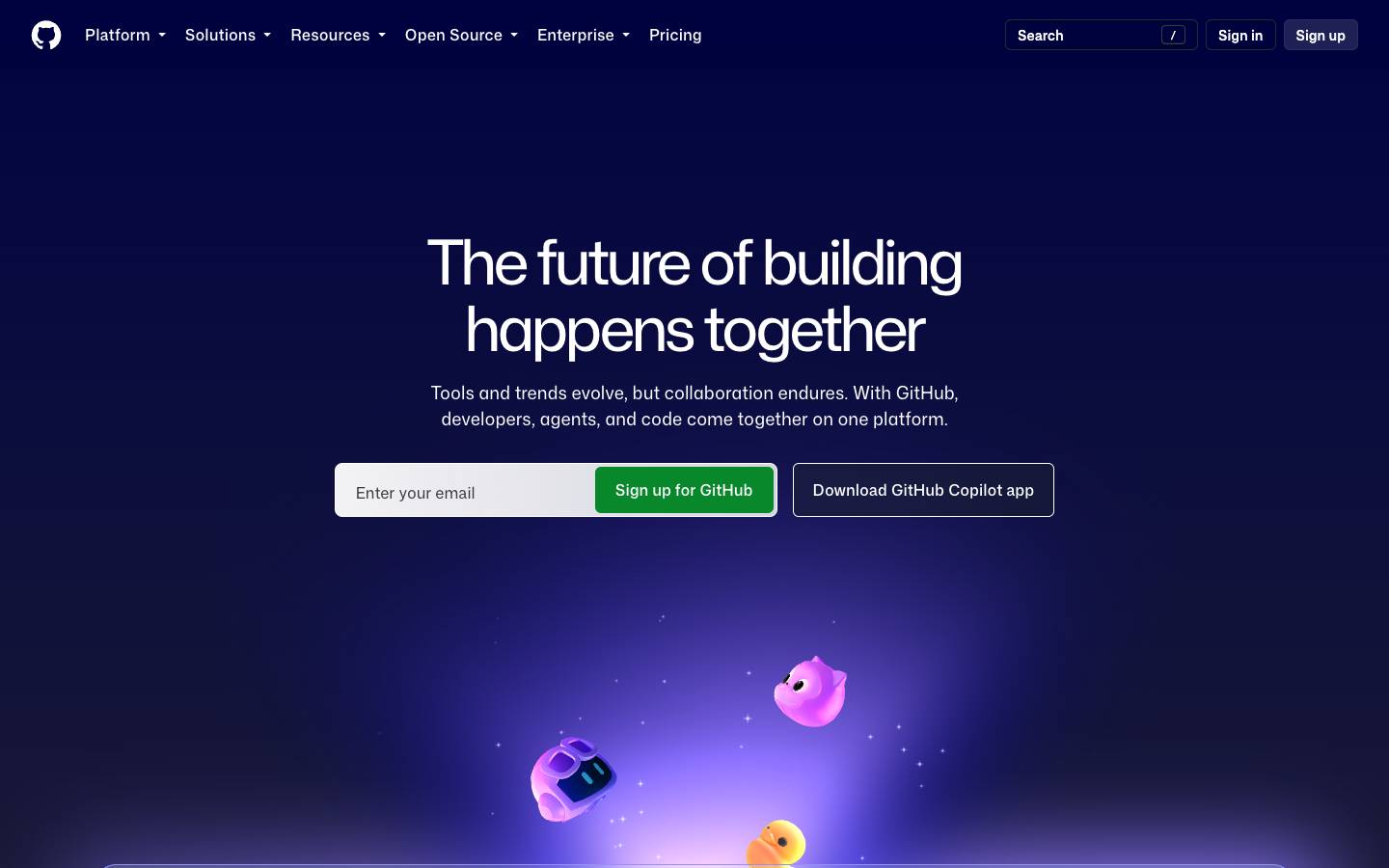 GitHub's homepage, as read on Oct 6, 2026
