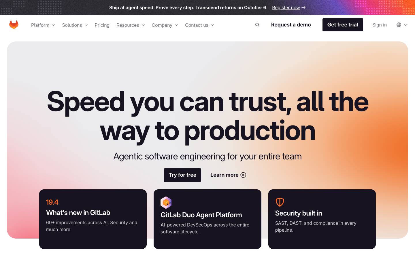 GitLab's homepage, as read on Oct 2, 2026