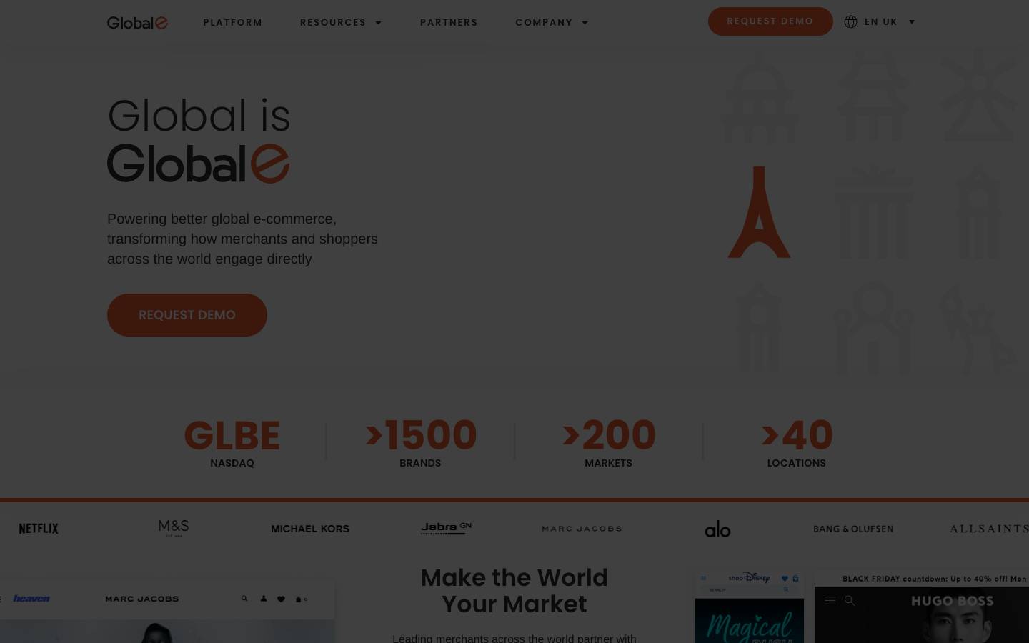 Global-e's homepage, as read on Oct 2, 2026