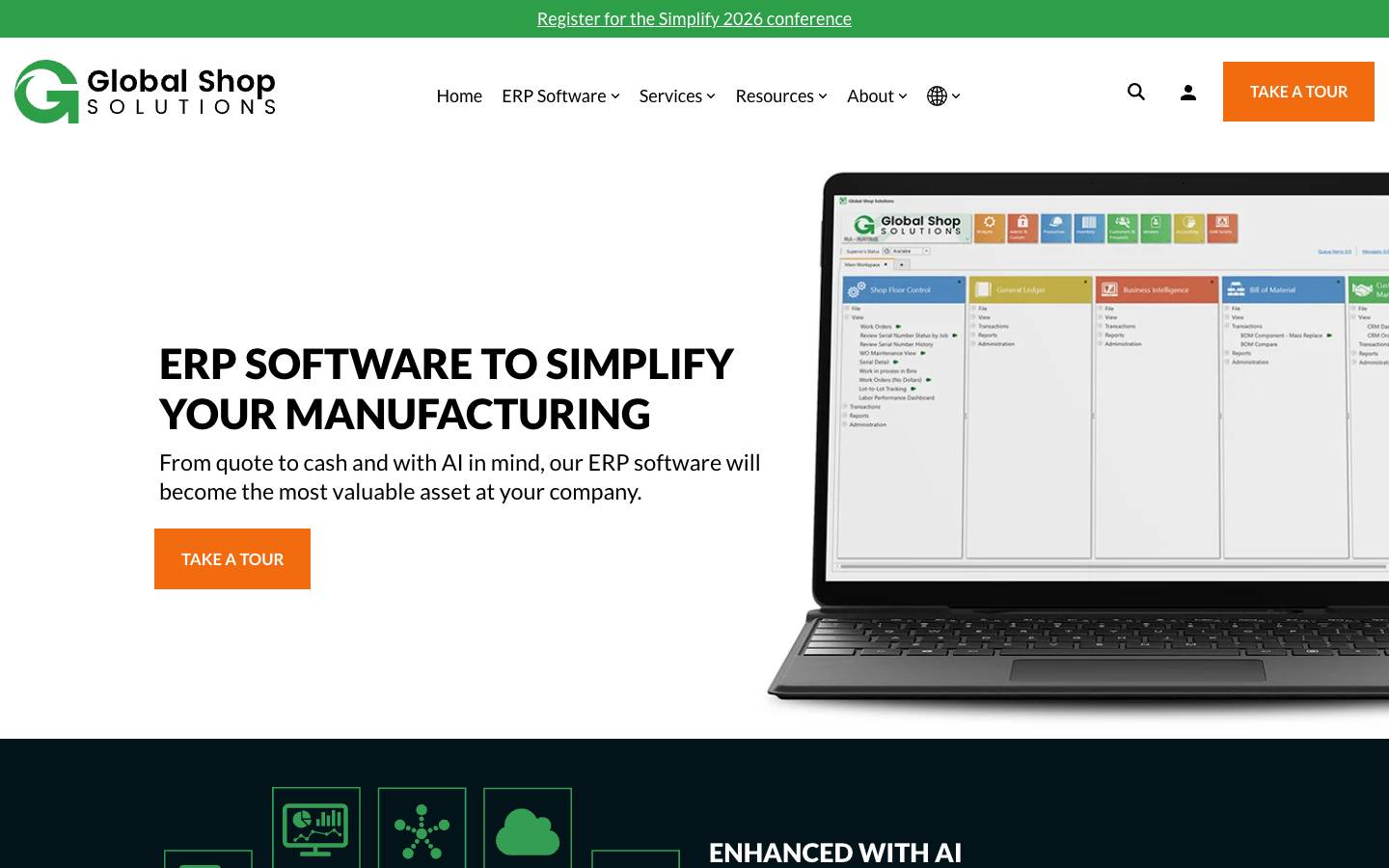 Global Shop Solutions's homepage, as read on Oct 2, 2026