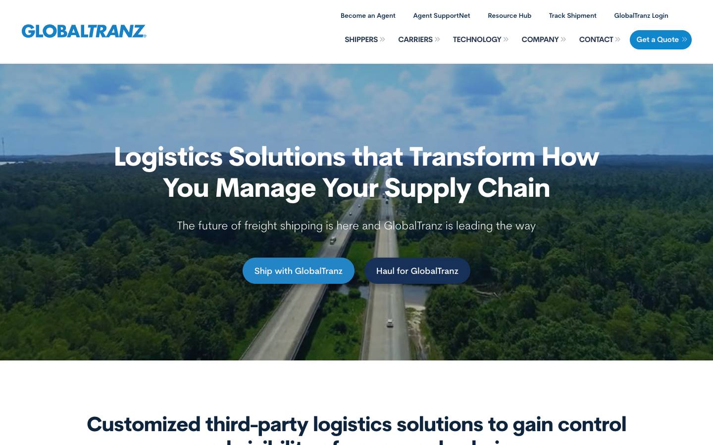 GlobalTranz's homepage, as read on Oct 6, 2026