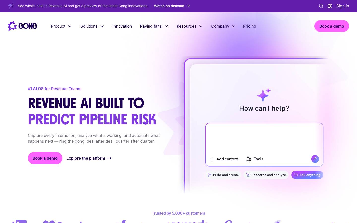 Gong.io's homepage, as read on Oct 6, 2026