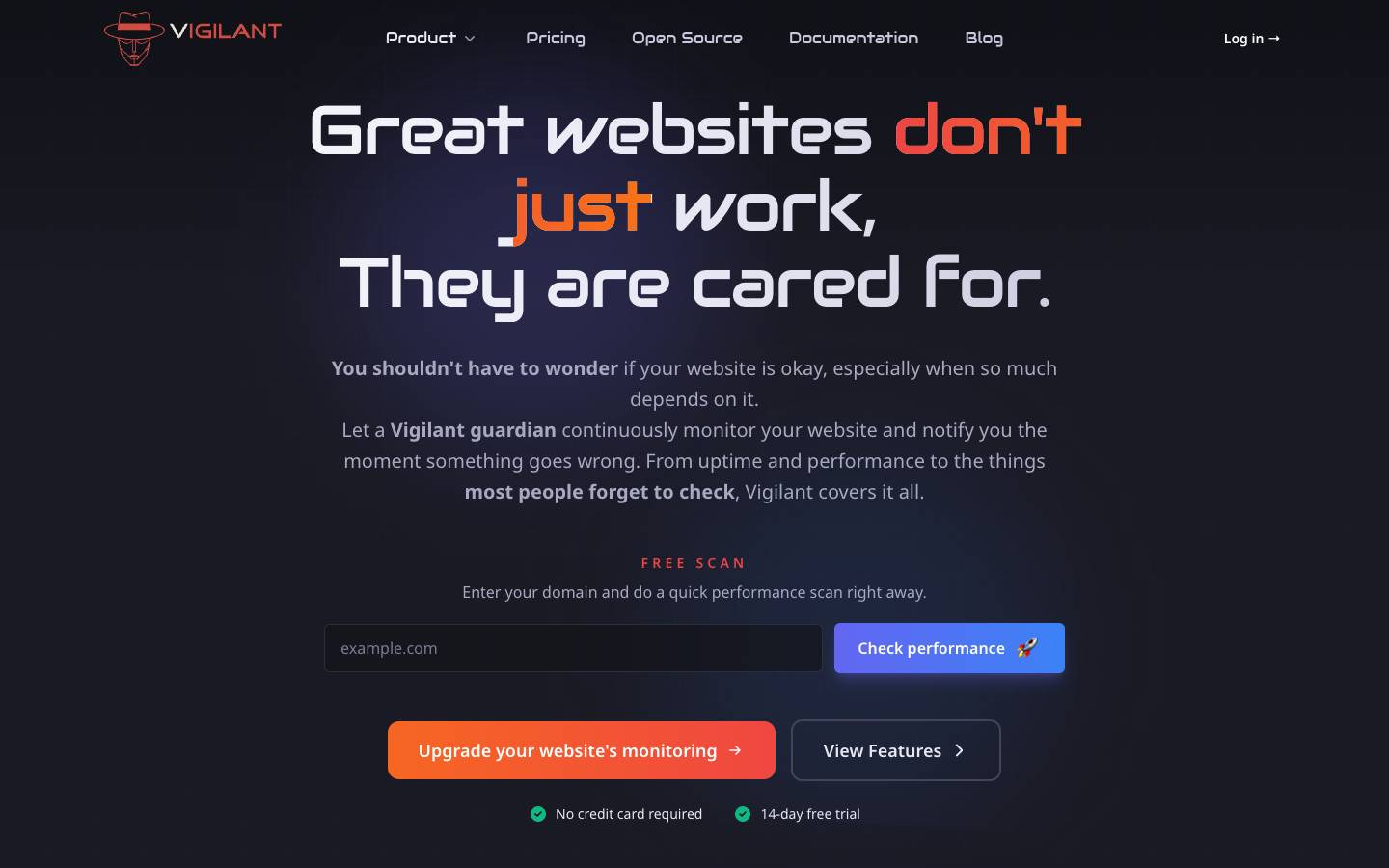 Govigilant's homepage, as read on Oct 2, 2026
