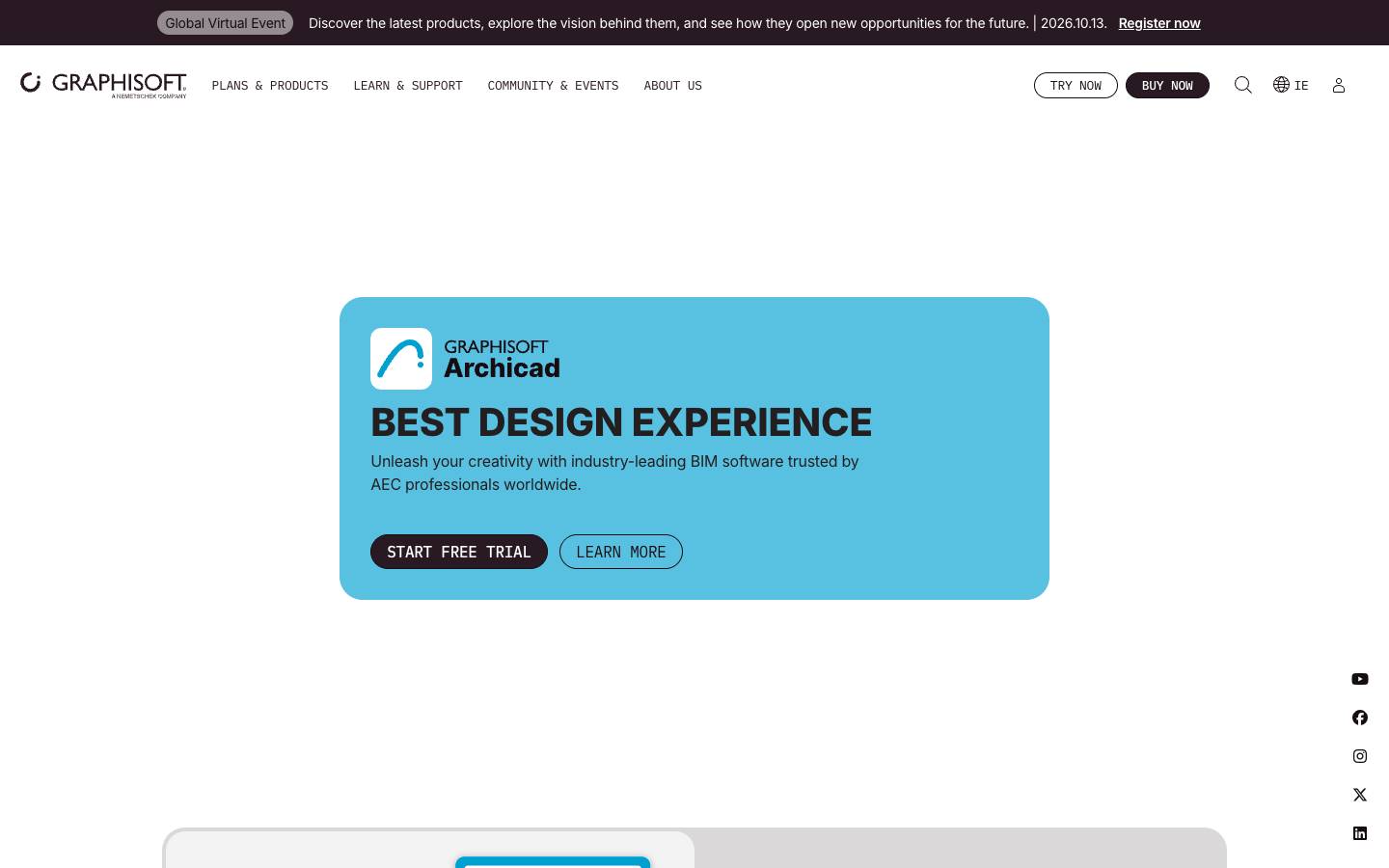 Graphisoft's homepage, as read on Oct 2, 2026